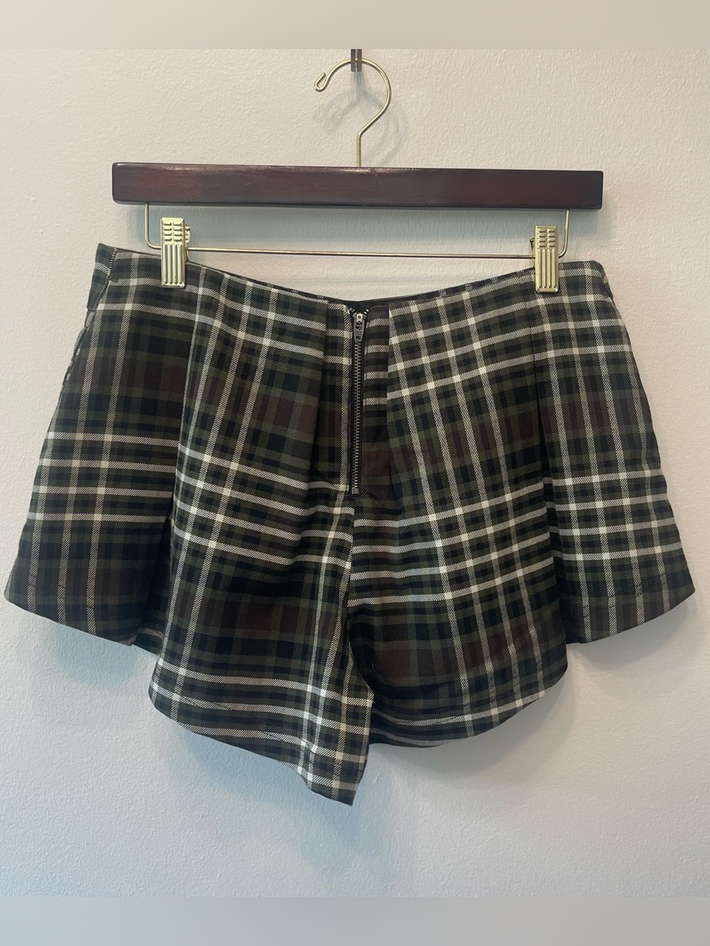 Free People Green Plaid Shorts 4